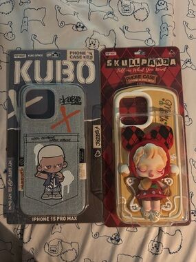 KUBO & Skullpanda Phone Case Bundle for iPhone 15 Pro Max - Blue and Gold